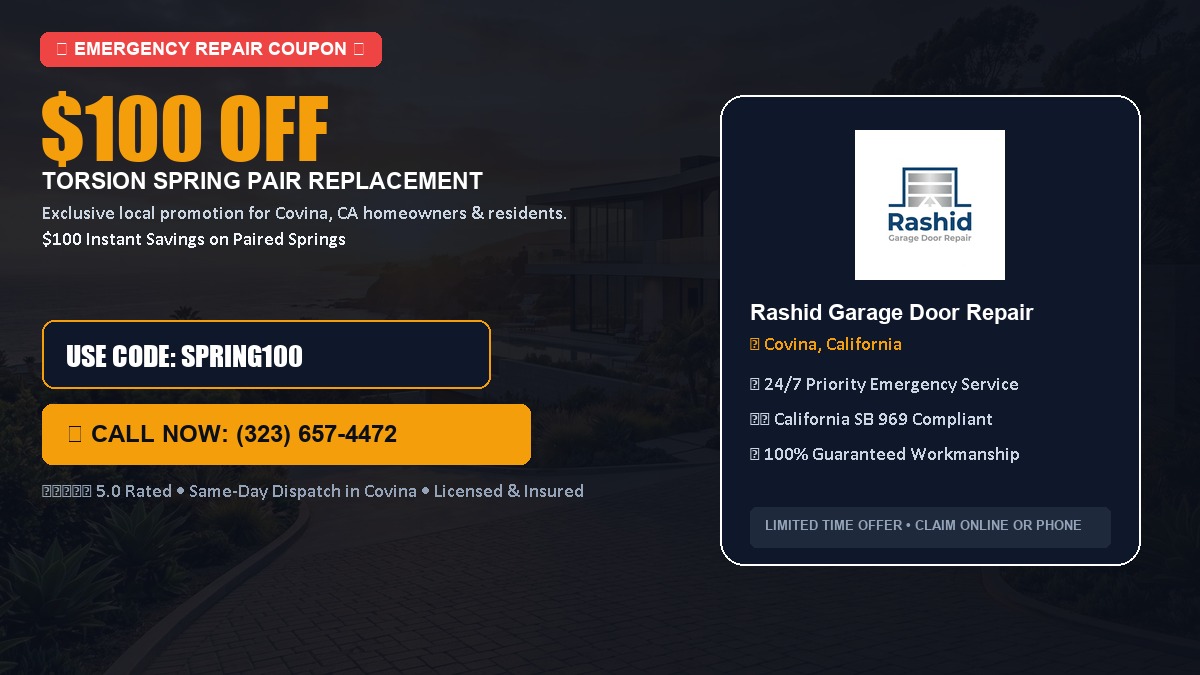$100 OFF Heavy-Duty Torsion Spring Pair Replacement in Covina, CA