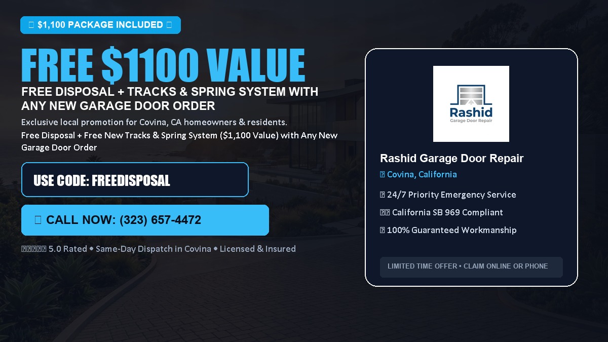 Free Disposal + Free New Tracks & Spring System with Any New Garage Door Order ($1100 Value) in Covina, CA